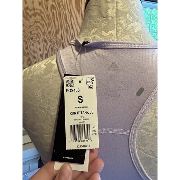 Adidas Tank Sleeveless Own The Run Purple Tint  Raceback NWT Size S Thin Running - Picture 7 of 10